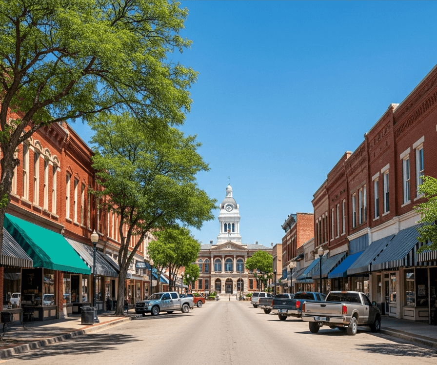 Oklahoma small-town main street and community buildings