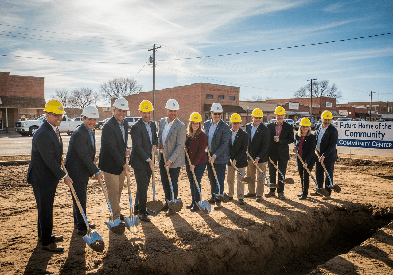 Modern commercial development representing authority projects