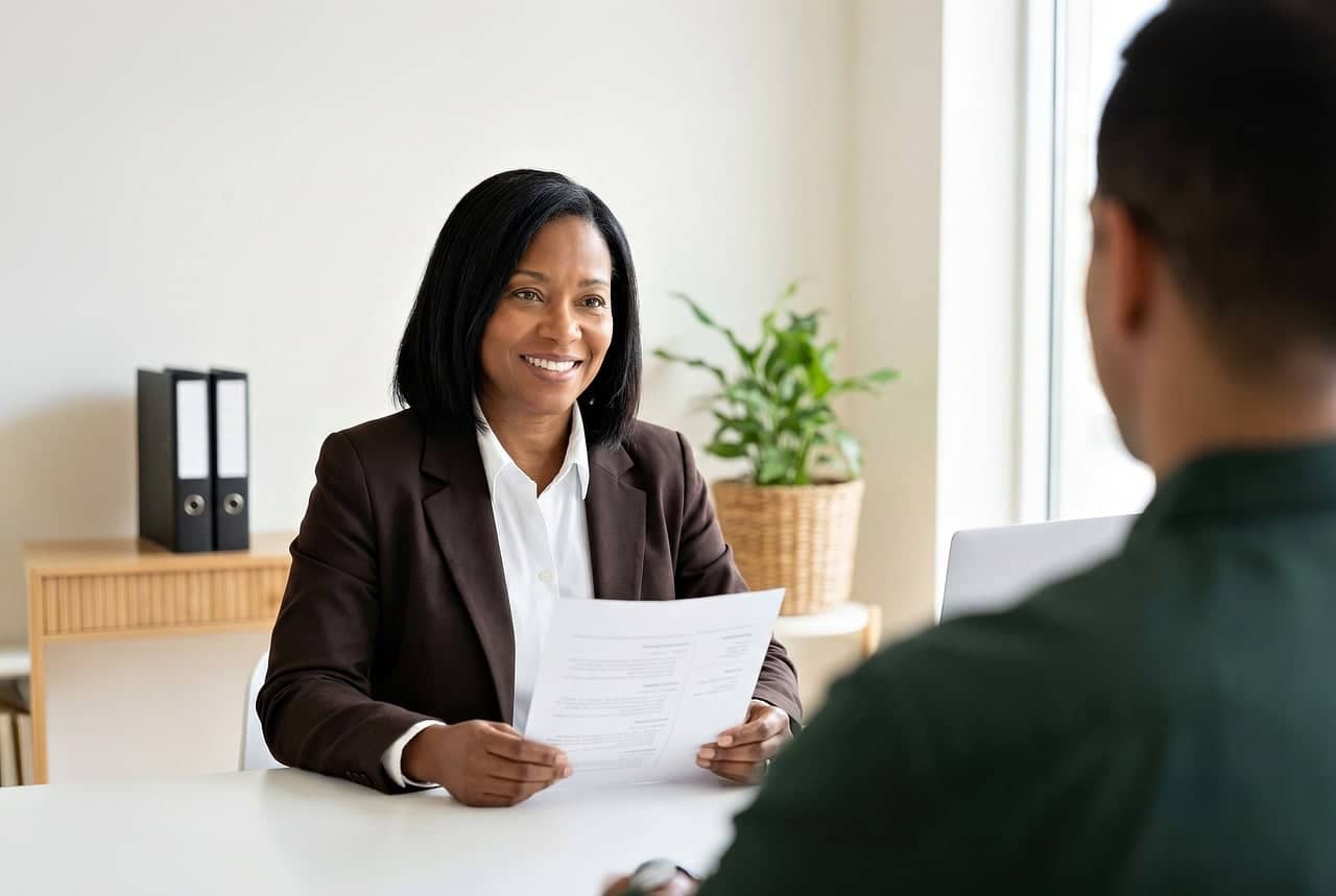 Advisor walking an employer through group benefits options