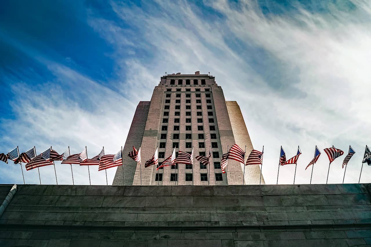 Wall Street buildings by the New York Stock Exchange